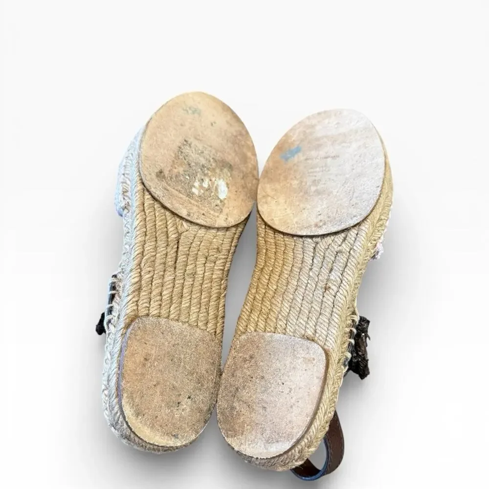 Dolce & Gabbana Pineapple Kiwi Patch Raffia Espadrille Sandals EU 39 US 9